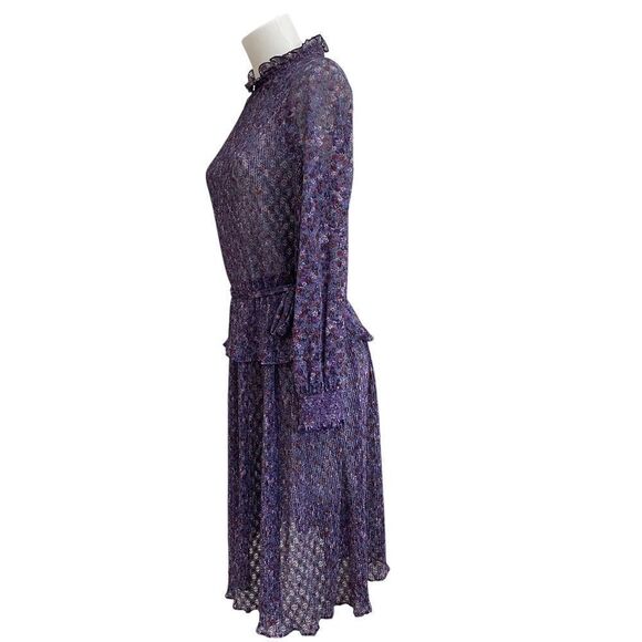 LIZ PETITES INC Vintage‎ Purple Foral Sheer SEE THRU 2-PC BLOUSE & SKIRT size 6! - Picture 6 of 12